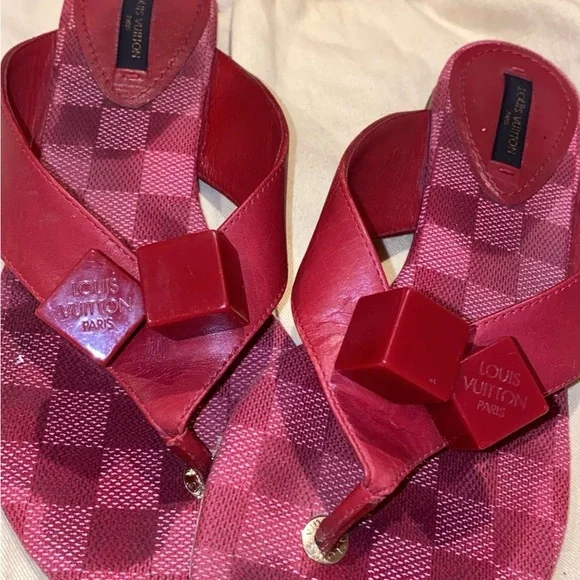 Louis Vuitton Red Jelly Sandals - Picture 6 of 9